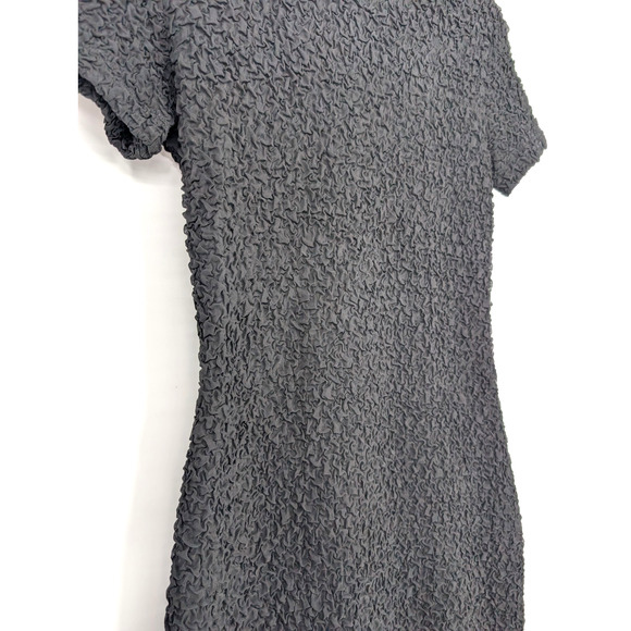 Amanda Uprichard Rosaria Textured Smocked Stretch Black Midi Dress Size XS - Picture 6 of 12